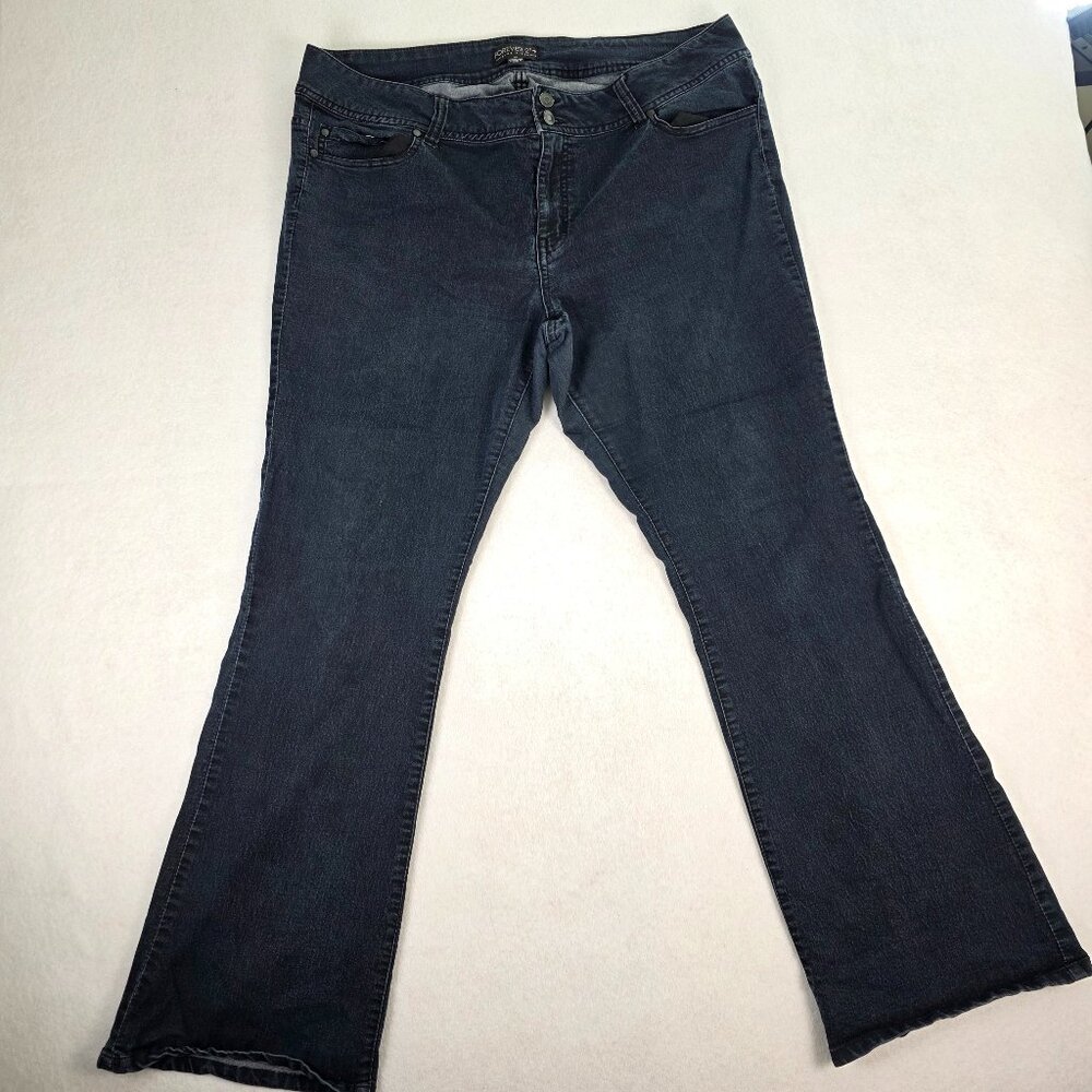 Forever 21+ Women’s Plus‎ 20 Flare Jeans Stretch Dark Wash High Rise